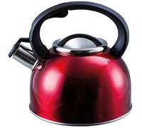 Stainless Steel Whistling Kettle 2.5L - Fast Boil Kettle Suitable for Gas Stove, Ceramic, Electric, Halogen - Lightweight Camping Kettle with Heat Resistant Handle (Red)