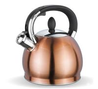 Stainless Steel Whistling Kettle 3.5L - Induction Ready Tea Pot with Heat Resistant Phenolic Handle, Large Capacity Boiling Kettle with Non Drip Spout for Gas Electric Hobs (Copper)