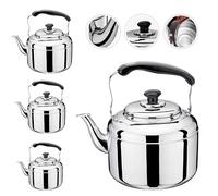 Stainless Steel Whistling Kettle Coffee Tea Stovetop Kettles, Camping Traveling Caravan Gas Hob & Induction Kitchen Home Teapot 1L- 5L (5L)