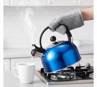 Stainless Steel Whistling Kettle, Fast-Boil Stovetop Tea Kettle, 2.5L or 3.5L, Metallic Green or Black & Chrome (Blue, 2.5L)