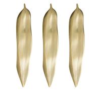 Stainless Steel Willow Leaf 3pcs Chopstick Rest Golden | Seamless Grooved Centre, Rustproof Finish, Easy Rinse Cleaning, Profile for Formal Meals and Kitchen Use