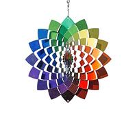 Stainless Steel Wind Spinner 3D Rotating Metal Wind Chime Indoor Window Hanging Ornament Crafts Outdoor Garden Balcony Decoration,Color,20CM
