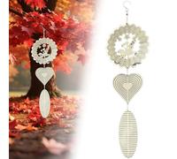 Stainless Steel Wind Spinner,3D Silver Indoor Outdoor Garden Decoration Crafts Ornaments,Metal Wind Chimes for Outside Decor,Decorations to scare away yard birds (1 Fairy Combination)