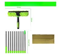 Stainless Steel Window Cleaner Scraper Professional Two-Sided Glass Squeegee for High-Rise Windows Replace The Solar Cleaning Brush(Green)
