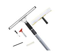 Stainless Steel Window Squeegee Kit - Streak-Free Long Handled Cleaner for Effortless Reach and Crystal Clear Shine