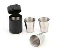 Stainless Steel Wine Drinking Shot Glasses, 4-Piece Set with Leather Bag, Stackable Barware Cups for Camping, Picnic, and Holiday Use(30ML)