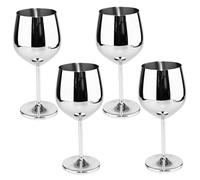 Stainless Steel Wine Glass 4Pcs 500ml Stemless Wine Glass U-shaped Potbelly Rust-proof Unbreakable Elegant Modern Portable Metal Cup with Stems for Home Travel, Tumbler