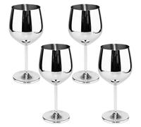 Stainless Steel Wine Glass 4Pcs, 500ml Stemless Wine Glass, U-shaped Potbelly Rust-proof Unbreakable, Elegant Modern Portable Metal Cup with Stems for Home, Travel