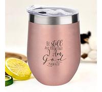 Stainless Steel Wine Tumbler with Lid, Be Still and Know That I Am God Wine Coffee Cups Tumbler Cups with Lid, 12 OZ