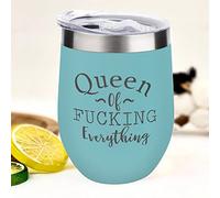 Stainless Steel Wine Tumbler with Lid, Queen of Fucking Everything Wine Coffee Cups Tumbler Cups with Lid, 12 OZ