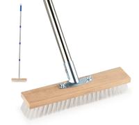 Stainless Steel Wire Broom 160cm, Deck Scrub Brush with Long Handle Mental Floor Scrubber Wire Deck Brush for Deck, Garden, Shower, Wall and Patio (Plastic)