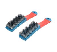 Stainless Steel Wire Brush Set 2 Pack - Heavy Duty Bristles for Rust Removal & BBQ Grill Cleaning - Ergonomic Handle for Metal Surfaces 16cm