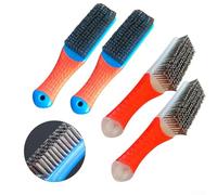 Stainless Steel Wire Brushes 4 Pack for Rust and Removal, Heavy Duty Metal Brush Set with Dense Bristles, Non-Slip Silicone Handle for