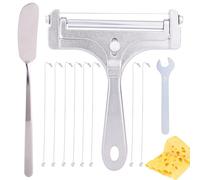 Stainless Steel Wire Cheese Slicer, Handheld Cheese Cutter with 8pcs Replacement Wires, Butter Knife & Wrench Food Slicer for Block Butter Cutter Tools Kitchen Restaurant Essentials