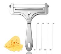 Stainless Steel Wire Cheese Slicer with 4 Extra Wires Adjustable Thickness, Handheld Cheese Cutter Butter Block Cutter for Cheddar, Gruyere, Raclette, Mozzarella Kitchen Slicing Tools