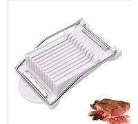 Stainless Steel Wire Egg Slicer,Cuts 10 Slices For fruit ,Onions,Soft Food and Ham，Slicer & Cutter for Eggs, Mozzarella Cheese, Slice Spacing 1/3 inch Multipurpose Luncheon Meat Slicer(White)