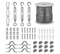 Stainless Steel Wire Kit 45M 2MM PVC Coated Garden Wire for Climbing Plants Catenary Cable Kit With M5 Turnbuckles for Fence Wire, Trellis, Outdoor String Light Hanging