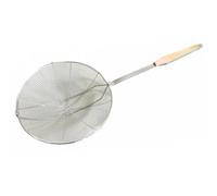 Stainless Steel Wire Mesh Strainer with Wooden Handle - Wire Mesh Skimmer for Frying- Skimmer Ladle for Oil, Vegetables, Food - Straight & Bent Handle - 5 Sizes (Straight Handle: 17cm Diameter)