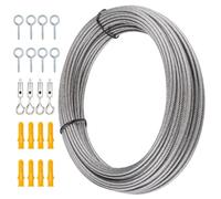 Stainless Steel Wire Rope Trellis Set - 20m Length Adjustable Hook, PVC Coated 7mm Rope for Climbing Plants, Curtains, Shower Curtains