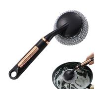 Stainless Steel Wire Scratch Brush Long Handle Tile Cleaning Scrubber | Wire Steel Wool Metal Floor Scrubber Outdoor Broom Cleaning for Cutting Boards Dishes Refrigerators Paint Dirt Sinks