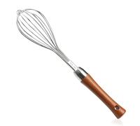 Stainless Steel Wire Whisk - Wooden Handle Kitchen Whisk- Balloon Whisk Egg Beater for Stirring Whisking Blending Mixing Egg Gravy Cake Batter Flour or Sauces