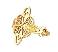 Stainless Steel Witch Knot Ring Heart Shaped Witch Craft Knot Ring Celtic Amulet Wicca Protective Jewelry, 9, Stainless Steel, No Gemstone