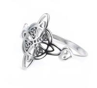 Stainless Steel Witch Knot Ring Heart Shaped Witch Craft Knot Ring Celtic Amulet Wicca Protective Jewelry, 10, Stainless Steel, No Gemstone