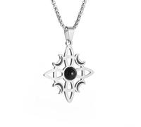 Stainless Steel Witchcraft Witch Knot Natural Stone Irish Celtic Knot Moon Pendant Necklace Men Women Lucky Jewelry