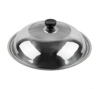 Stainless Steel Wok Cover,Pot Lid - Elegant Texture, Scratch-Resistant, Multiple Sizes, Silver+Black For Stainless Steel Tripod Wok(30CM)
