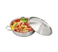 Stainless Steel Wok Pan with Lid, Frying Pan with Lid, Professional Wok Cooker Stir Frying Pan, Round 304 Stainless Steel Woks with Steaming Rack, 30cm 32cm Hot Pot Woks, for Home Restaurant (30cm)