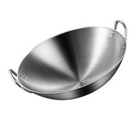Stainless Steel Wok with Dual Handles, Round Bottom Stir Fry Pan for Chinese Cooking, Heavy Duty All-Purpose Skillet for Gas Stove - 34-60cm Size Options