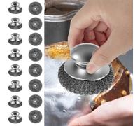 Stainless Steel Wool Scrubber with Replacement Wire Pads Set Replaceable Pot Scrubber Non Scratch Steel Dish Scrubbers for Cleaning Pots Pans Grills Sink