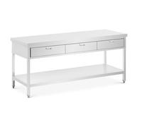 Stainless Steel Work Table - 200 x 60 cm - 436 kg - 3 drawers - Royal Catering RCWT-200X60S3