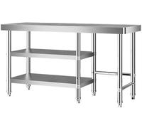 Stainless Steel Work Table 3Tier Adjustable Height Food Prep Station Kitchen Island for Restaurant Bar Hotel100x60x80cm INOX Surface