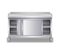 Stainless Steel Work Table Cabinet with 2 Sliding Doors and Baffle, Heavy Duty Commercial Kitchen Food Prep Adjustable Legs for Restaurant Home Hotel(120 * 50 * 80cm/47.2 * 19.7 * 31.5in)