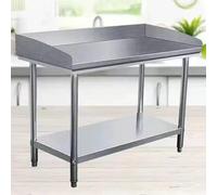 Stainless Steel Work Table, Commercial Kitchen Worktop, Food Prep Worktable with Backsplash and Sidesplashes, Kitchen Prep Table for Restaurant Home Hotel(2Layer,100x80x80cm)