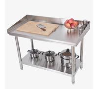 Stainless Steel Work Table - Heavy Duty Commercial Prep Table with 2 Shelves for Kitchen, Restaurant, Bar & Garage