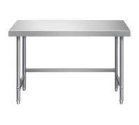 Stainless Steel Work Table Open Base Prep Worktable Stainless Steel Catering Table Heavy Duty Food Prep Workbench Kitchen with Adjustable Feet for Kitchen Garage 100x50x80cm