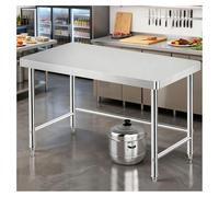 Stainless Steel Workbench with Support Rods for Easy Installation, Metal-finished Rounded-edge Countertop for Kitchen and Workshop Use