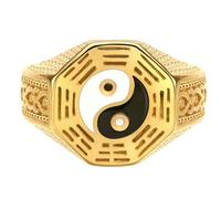 Stainless Steel Yin Yang Tai Chi Ring Asian Ethnic Design Unisex Jewelry Meditation Gift for Men Women