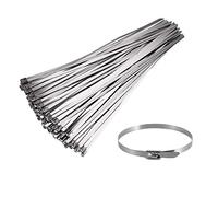Stainless Steel Zip Ties,100 Pieces Metal Cable Ties Multi-Purpose Exhaust Wrap Self-Locking Ties for Mine Ship Petroleum Electricitywire Harness(200 x 4.6mm)