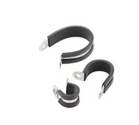 Stainless SteelCable R Shape Clamp, Stainless Steel Rubber Lined R-Type P Clips Black 6.35-50mm 5 pcs(5PCS 26mm)