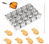 Stainless Steels Goldfish Cracker Cutter, 25 Cavity Fish Cookie Cutter, Goldfish Cookie Cutter, With 2 Cleaning Brushes for Make Fudge Fish Shape Vegetable Cooking