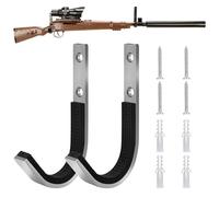 Stainless Steels Gun Rack Storage Wall Mount Shotgun Rifle Hook Horizontal Gun Hanger for Any Rifles Shotguns Archery Bow and Sword with Soft Padding, Wall Storage & Display Heavy Duty Steel 2 Pack