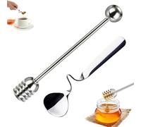 Stainless Steels Honey Spoon and Honey Stirrer,2PCS Stainless Steel Honey Dipper Stirrer Server,Honey Spoon,Honey Spiral Sugar Spoon Ice Tea Spoon Coffee Spoons for Jam,Honey,Coffee