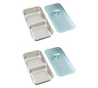 Stainless Steels Snacks Container with Lid 2 Compartment Lunch Box Food Storage Meal Preps for Outdoor Camping Stainless Steels Snacks with Lid