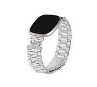 Stainless Suitable Fit For Fitbit Versas4/3/2 Three Bead Stainless Steel Strap Suitable Diamond Studded(Silver,For Versa4/sense2)