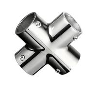 Stainless Tube Joint - Four Direction Railing Coupler, Rustproof Nautical Hardware, Reliable Framework Connector With Stability | Professional Support Component For Dockyard Vessel Infrastructure