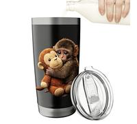 Stainless Tumbler - 600ml Monkey Pattern Coffee Mug with Lid | Insulated Tumblers - for Gym Office Home Travel Cafe Outdoor Car Party Tea Drinking Men Women