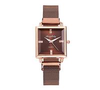 Stainless Watch Quartz Flower Band Women Casual Rhinestone Steel Women's Watch Ladies Wristwatch (Coffee, One Size)